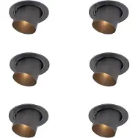 QAZQA Set van 6 moderne inbouwspots gunmetal GU10 50mm rond kantelbaar - Installa