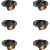 QAZQA Set van 6 inbouwspots gunmetal GU10 35mm rond kantelbaar - Installa