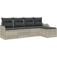 vidaXL Tuinbank Set 5 st Lichtgrijs poly rattan