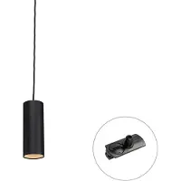 QAZQA Design Hanglamp Zwart Incl. 1-Fase Railadapter - Iconic Tubo