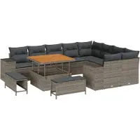 vidaXL Tuinbank Set 12 st 9-Aantal zitplaatsen Grijs poly rattan