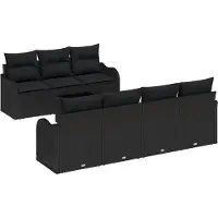 vidaXL Tuinbank Set 8 st 7-Aantal zitplaatsen Zwart