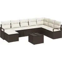 vidaXL Bankstel 9 st Bruin en Crème poly rattan
