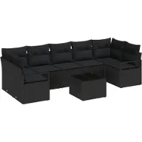 vidaXL Tuinbank Set 8 st 7-Aantal zitplaatsen Zwart poly rattan