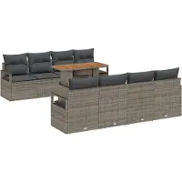 vidaXL Tuinbank Set 9 st 8-Aantal zitplaatsen Grijs en Bruin