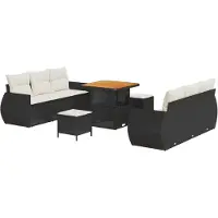 vidaXL Tuinbank Set 9 st 6-Aantal zitplaatsen Zwart en Crème