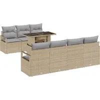 vidaXL Tuinbank Set 8 st 7-Aantal zitplaatsen Beige en Lichtgrijs