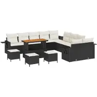 vidaXL Tuinbank Set 13 st Zwart poly rattan