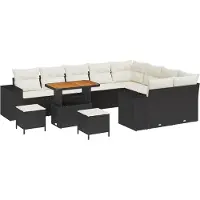 vidaXL Tuinbank Set 12 st 9-Aantal zitplaatsen Zwart en Crème