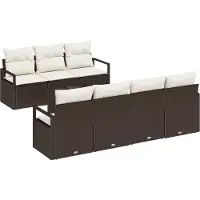 vidaXL Tuinbank Set 8 st 7-Aantal zitplaatsen Bruin en Crème