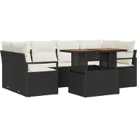 vidaXL Tuinbank Set 7 st 6-Aantal zitplaatsen Zwart en crème