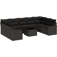 vidaXL Tuinbank Set Zwart poly rattan