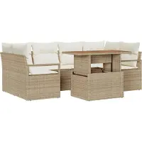 vidaXL Tuinbank Set 7 st 6-Aantal zitplaatsen beige en crèmekleurig
