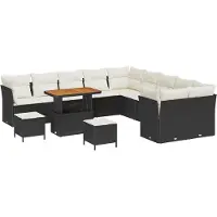 vidaXL Tuinbank Set 13 st Zwart en Crème poly rattan
