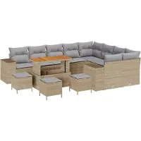 vidaXL Tuinbank Set 13 st 9-Aantal zitplaatsen Beige en Lichtgrijs