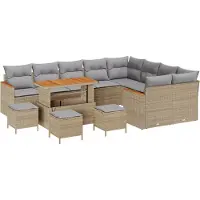 vidaXL Tuinbank Set 13 st 9-Aantal zitplaatsen Beige Poly Riet