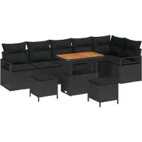 vidaXL Tuinbank Set 9 st 8-Aantal zitplaatsen Zwart