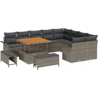 vidaXL Tuinbank Set 12 st Grijs poly rattan