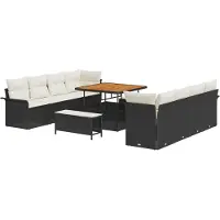 vidaXL Tuinbank Set Zwart en Crème