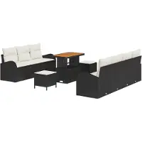 vidaXL Tuinbank Set 10 st Zwart poly rattan