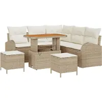 vidaXL Tuinbank Set 8 st Beige poly rattan