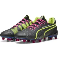 Puma King Ultimate X KidSuper Gras / Kunstgras Voetbalschoenen (MG) Donkergrijs Geel Roze