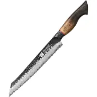Xinzuo Broodmes Damascus – X06 Mo Series – 22 cm – Gebrand Eiken Handvat – Professioneel Keukenmes