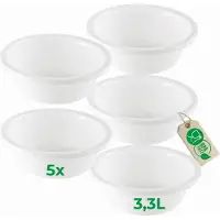 Novaliv 5x Ronde Afwaskommen 3,3L, D28 cm, Wit, BPA-vrij, Vaatwasserbestendig, Ideaal voor Keuken en Camping, Ronde Kom, Ronde Plastic Kom, Afwaskom, Plastic Kom, Plastic Kom