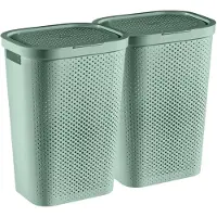 Curver Infinity Recycled Wasmand met deksel - 60L - 2 stuks - Groen
