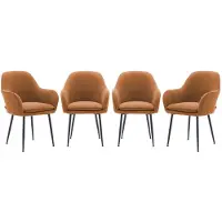 Sweeek - Set van 4 stoelen in corduroy met matzwarte metalen poten, l 57 x d 59 x h 84,5