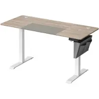 Mazazu - Bureau - Verstelbaar in hoogte - Wit en Grijs - 140x60x72/120