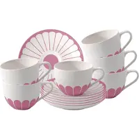 Villeroy & Boch Kaffeetassen mit Untertassen Fleur Couleur 160 ml Set van 6