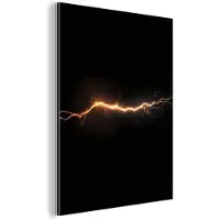 MuchoWow Aluminium schilderij 30x40 cm - Wanddecoratie metaal - Oranje - Bliksemflits - Licht - Metalen muurdecoratie woonkamer - Decoratie industrieel - Foto op dibond - Industriële accessoires slaapkamer