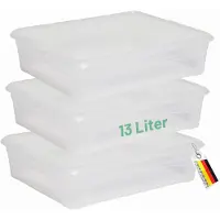 Novaliv 3x opbergdozen met deksel 13L transparante dozen stapelbaar nestbaar opbergdozen met clipsluiting kunststof BPA-vrij 41x34x10 cm