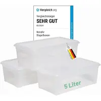Novaliv 3x opbergdozen met deksel 5L transparante dozen stapelbaar nestbaar opbergdozen met clipsluiting kunststof BPA-vrij 34x19x11 cm