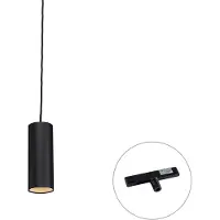 QAZQA Design hanglamp zwart incl. 1-fase railadapter - Slimline Tubo