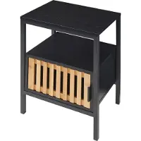 En.casa Nachtkastje Luniehti zwart en bamboe 58x40x33 cm []