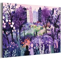 MuchoWow Aluminium schilderij 60x40 cm - Wanddecoratie metaal - Park - Bomen - Bloemen - Gebouwen - Metalen muurdecoratie woonkamer - Decoratie industrieel - Foto op dibond - Industriële accessoires slaapkamer