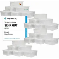 Novaliv 24x opbergdozen met deksel 16L transparante dozen stapelbaar nestbaar opbergdozen met clipsluiting kunststof BPA-vrij 41x34x17 cm