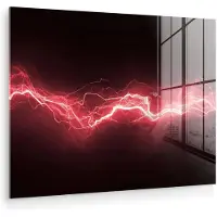 MuchoWow Glasschilderij 40x30 cm - Schilderij acrylglas - Rood - Elektriciteit - Energie - Lijn - Foto op glas - Muurdecoratie woonkamer - Wanddecoratie slaapkamer - Schilderijen