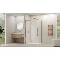 Van Rijn Schuifdeur Products ST09 Voor Hoekcabine 180x200 cm 8 mm Helder Glas Softclose Incl. Beslag Geborsteld Koper