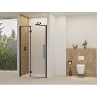 Van Rijn Nisdeur products st07 aan vast deel 90x200 cm 8 mm helder glas incl. Beslag, greep en stabilisatiestang mat zwart