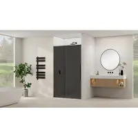 Van Rijn Schuifdeur products st09 aan vast deel 160x200 cm 8 mm rookglas softclose incl. Beslag mat zwart