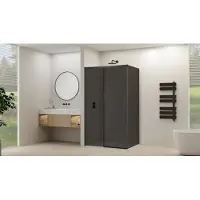 Van Rijn Zijwand products st09 tbv hoekcabine 100x200 cm 8 mm rookglas incl. Beslag mat zwart