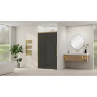 Van Rijn Schuifdeur Products ST09 Aan Vast Deel 140x200 cm 8 mm Rookglas Softclose Incl. Beslag Geborsteld Messing