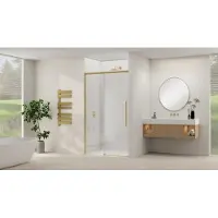 Van Rijn Schuifdeur Products ST09 Aan Vast Deel 120x200 cm 8 mm Helder Glas Softclose Incl. Beslag en Greep Geborsteld Messing