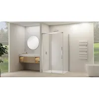 Van Rijn Schuifdeur Products ST09 Voor Hoekcabine 140x200 cm 8 mm Helder Glas Softclose Incl. Beslag Chroom