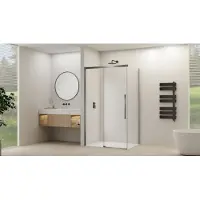 Van Rijn Schuifdeur Products ST09 Voor Hoekcabine 160x200 cm 8 mm Helder Glas Softclose Incl. Beslag Geborsteld Gunmetal