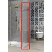 Van Rijn Vaste wand products st08 100x200 cm 8 mm helder glas met muurprofiel mat messing tbv hoekcabine