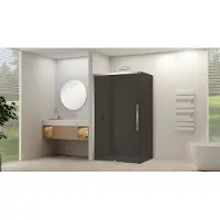 Van Rijn Schuifdeur Products ST09 Voor Hoekcabine 140x200 cm 8 mm Rookglas Softclose Incl. Beslag en Greep Chroom